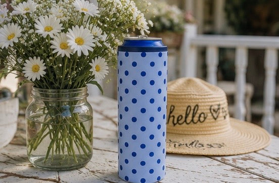 Blue Polka Dot Hard Cooling Can