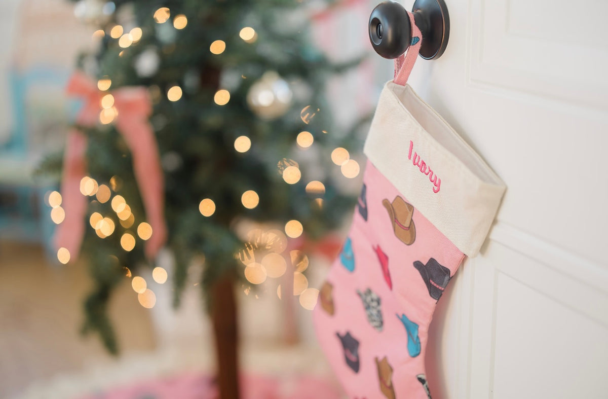 Pink Cowboy Hat Christmas Stocking