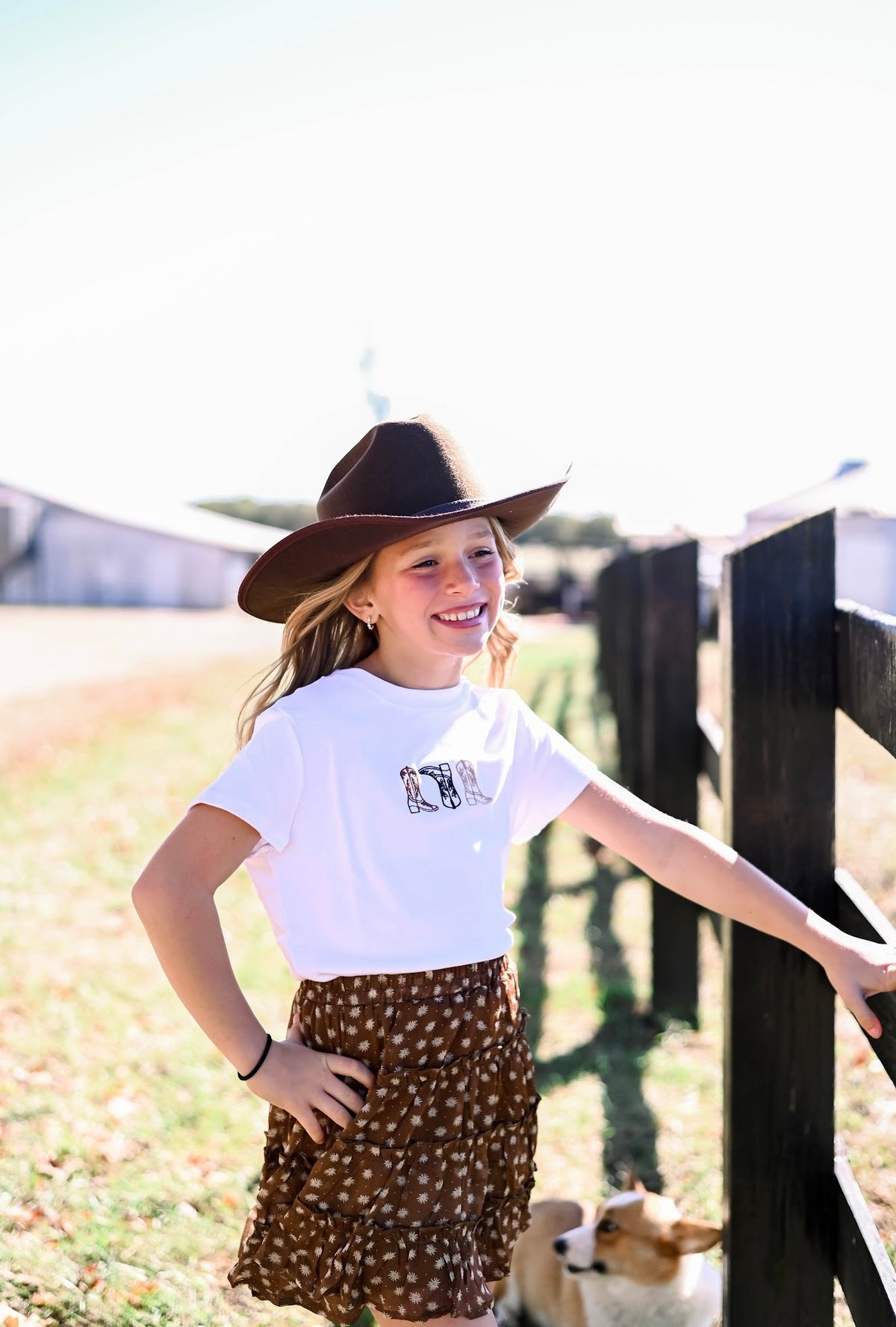 Girls Ditsy Floral Elastic Waist Skirt