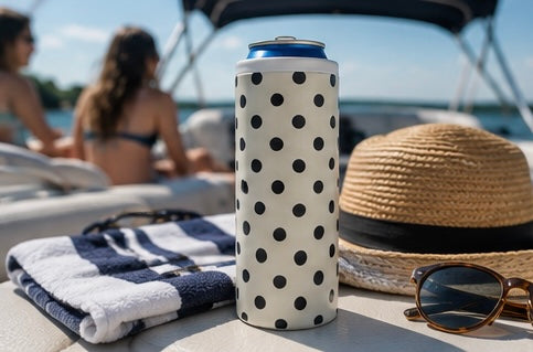 Cream Polka Dot Hard Cooling Can