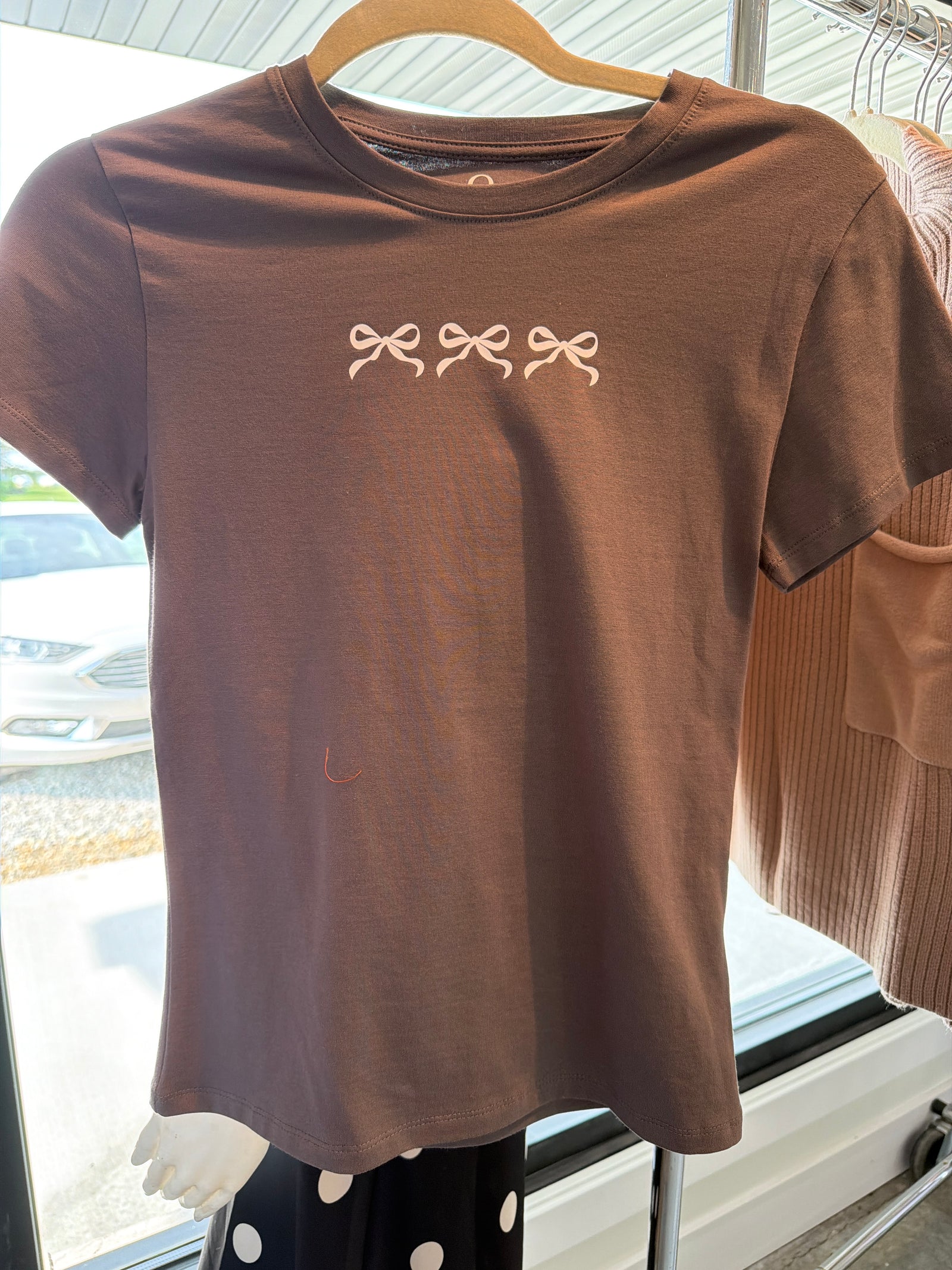 Girls Grey Bow TShirt