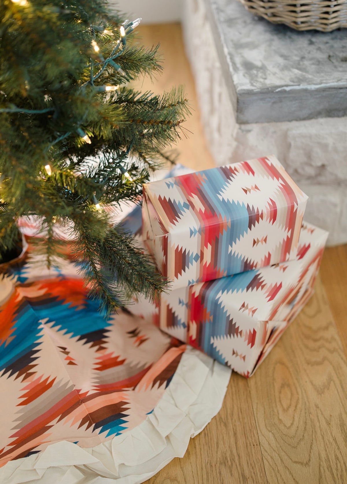 Aztec Christmas Tree Skirt As Seen in HGTV Magazine