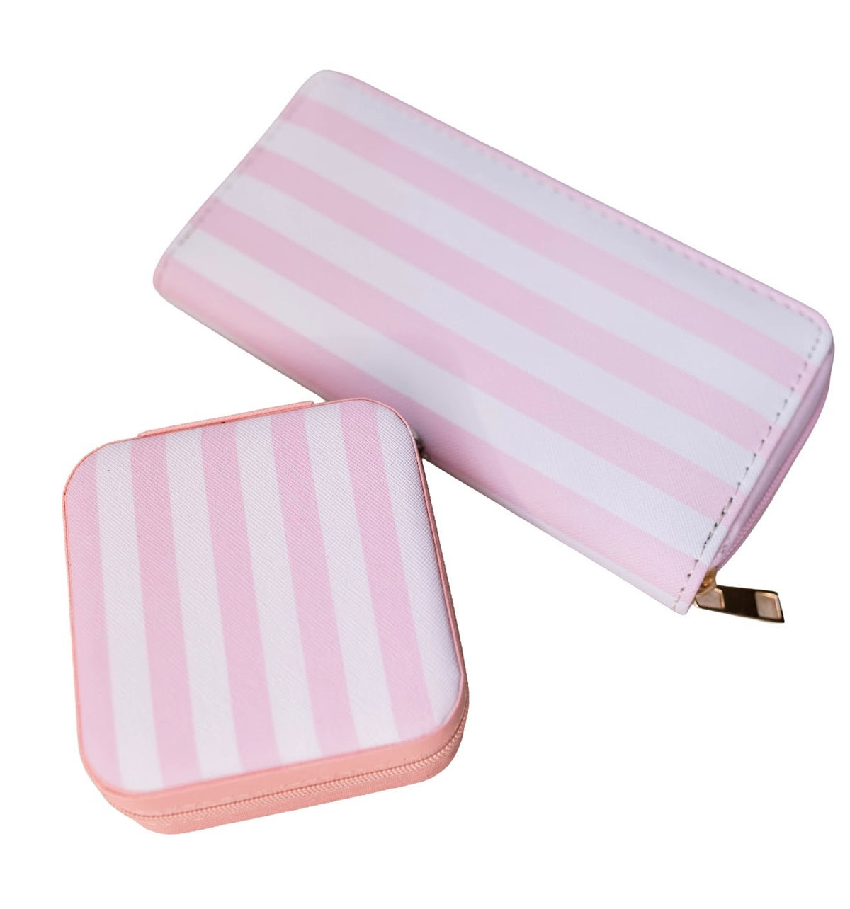Pink Striped Jewelry Case