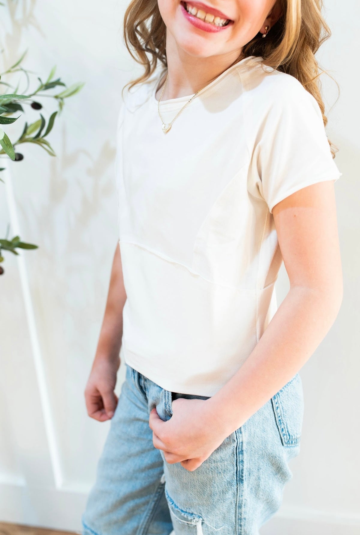 White Exposed Edges Baby Tee