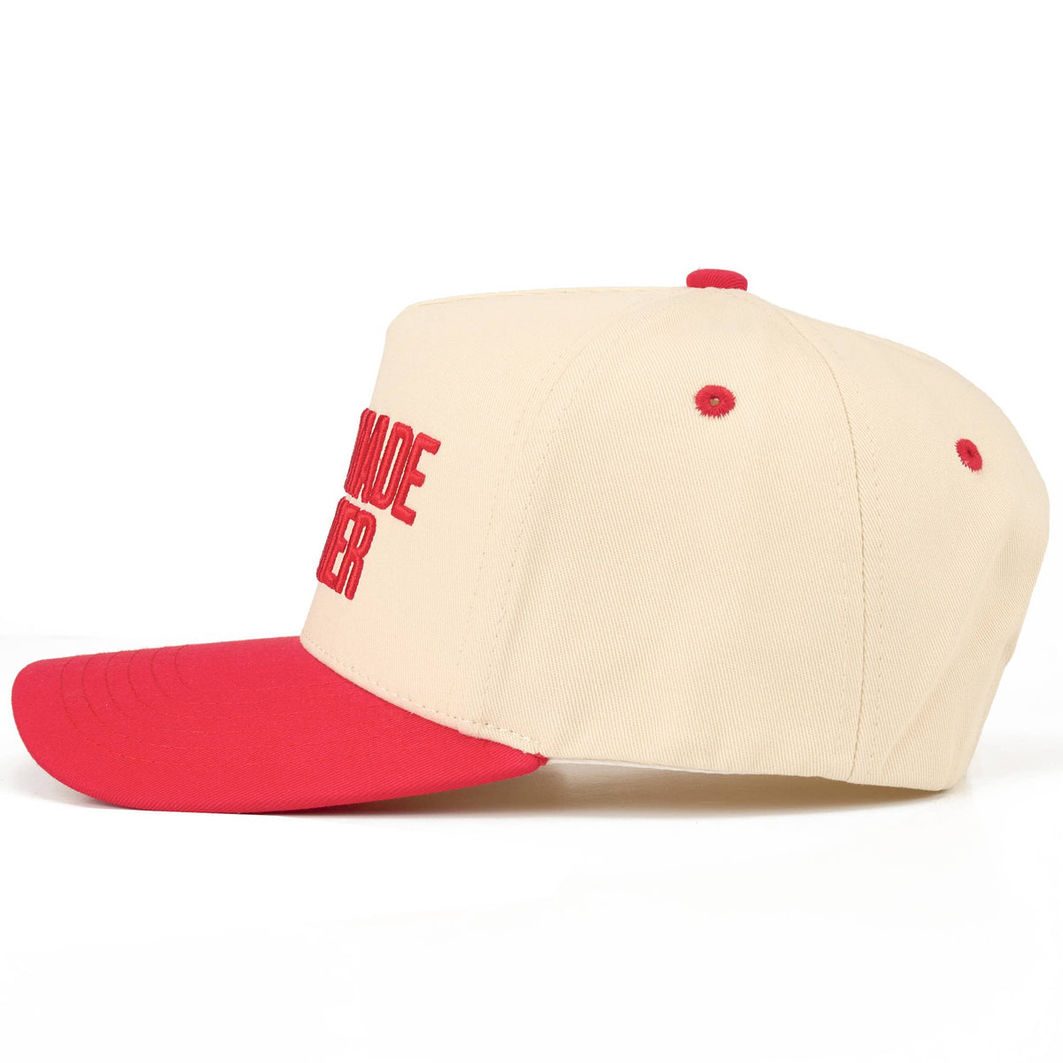 C.C SO GOD MADE A FARMER Letter Two Tone Trucker Hat: Red