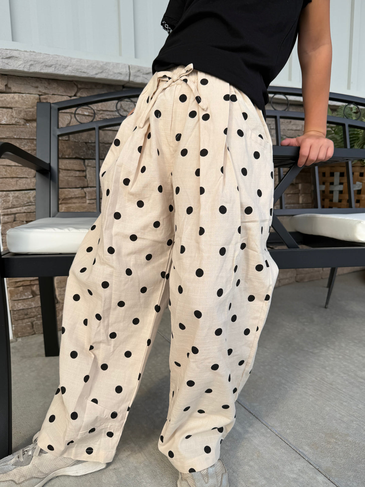 Kids Cream Polka Dot Pants