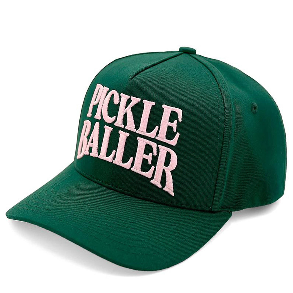C.C PICKLE BALLER Embroidered Cotton Baseball Cap: Green/Light Pink