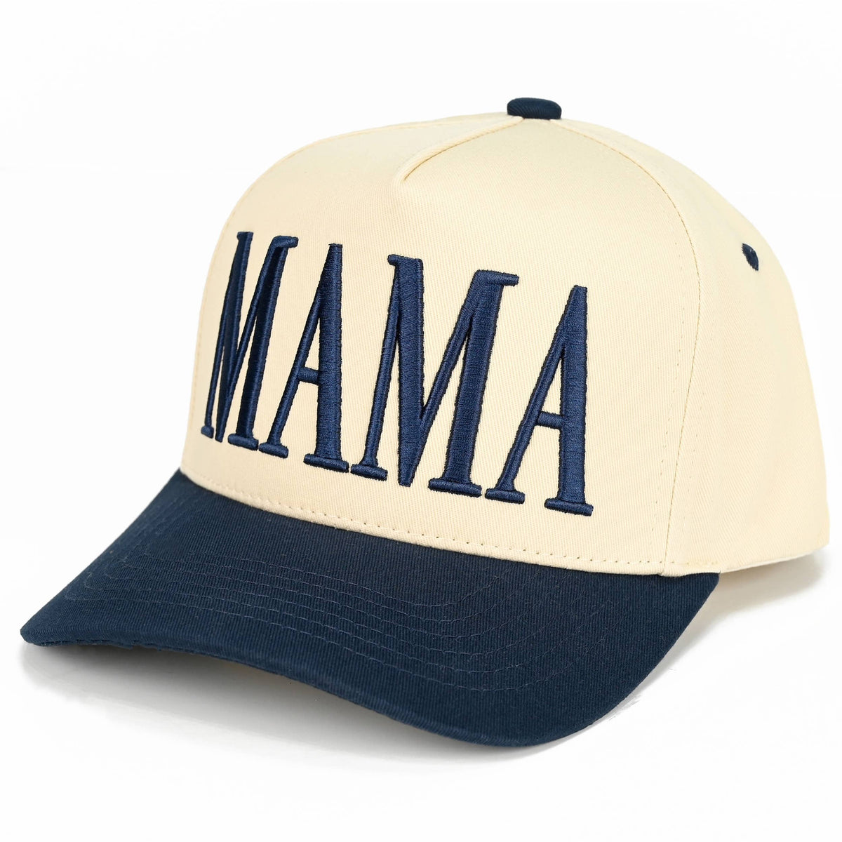 C.C MAMA Letter embroidered Snapback Trucker Hat: Navy
