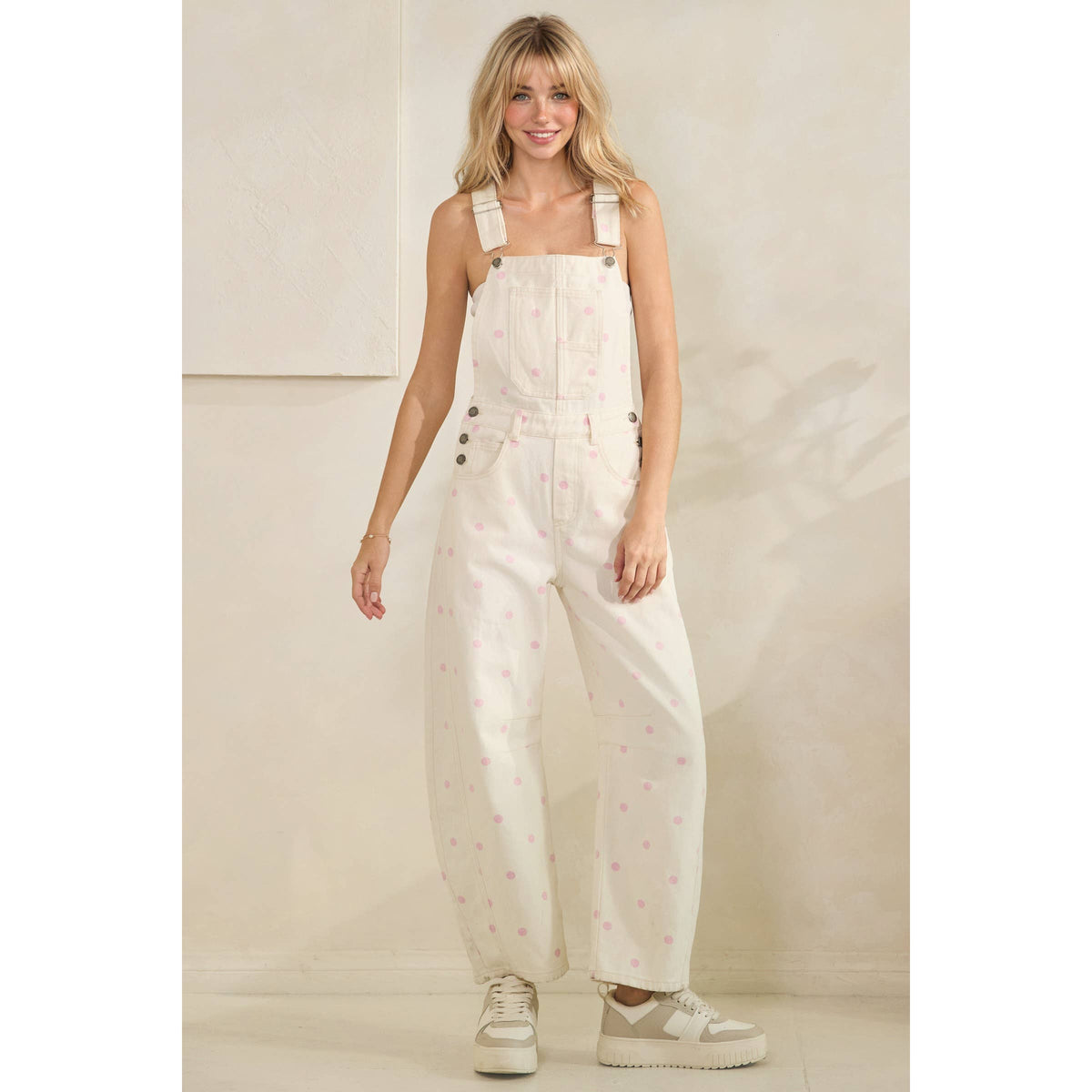 Navy Relaxed Chic Polka Dot Overalls
