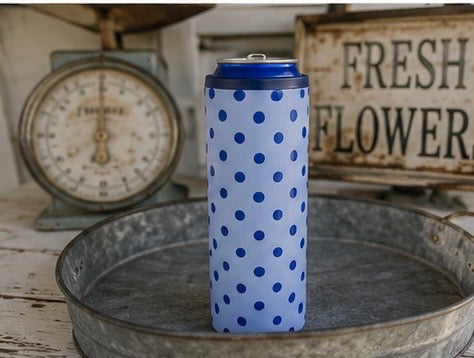 Blue Polka Dot Hard Cooling Can