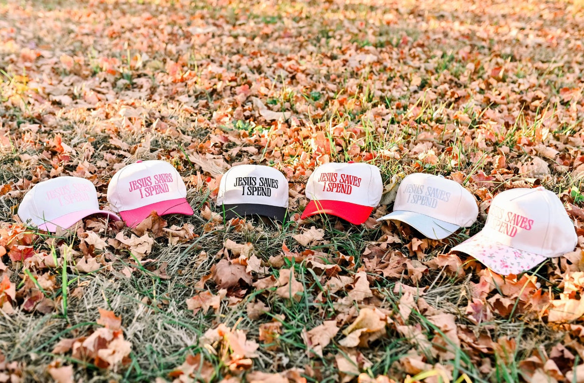 Pink Floral Jesus Saves I Spend Hat