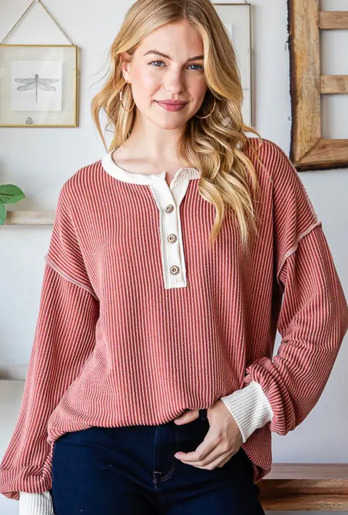 Run Drop Shoulder Button Front Top