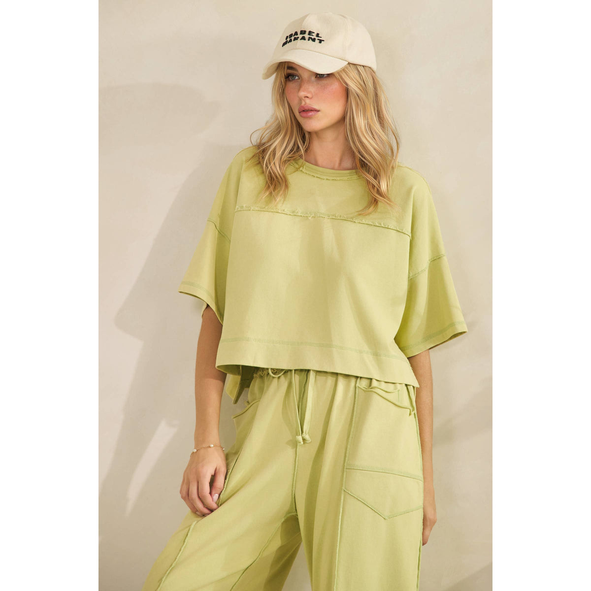 Coral Cropped Easy Top