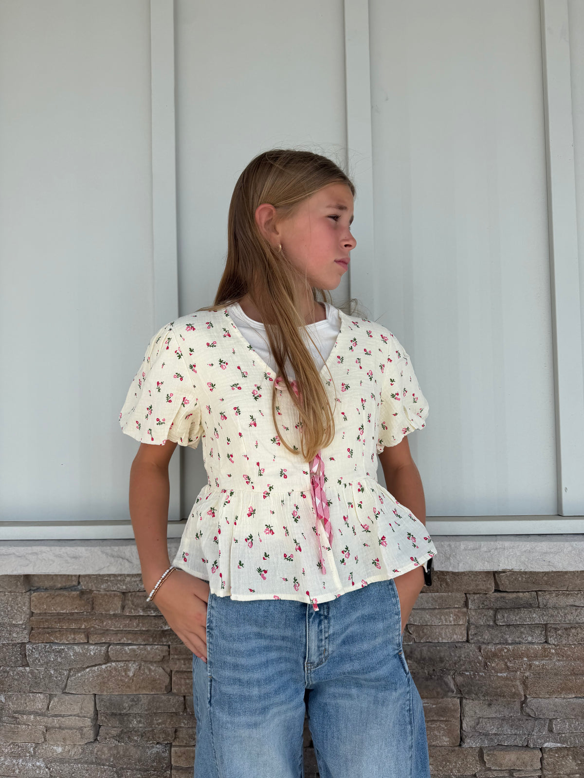 Cream Floral Blouse