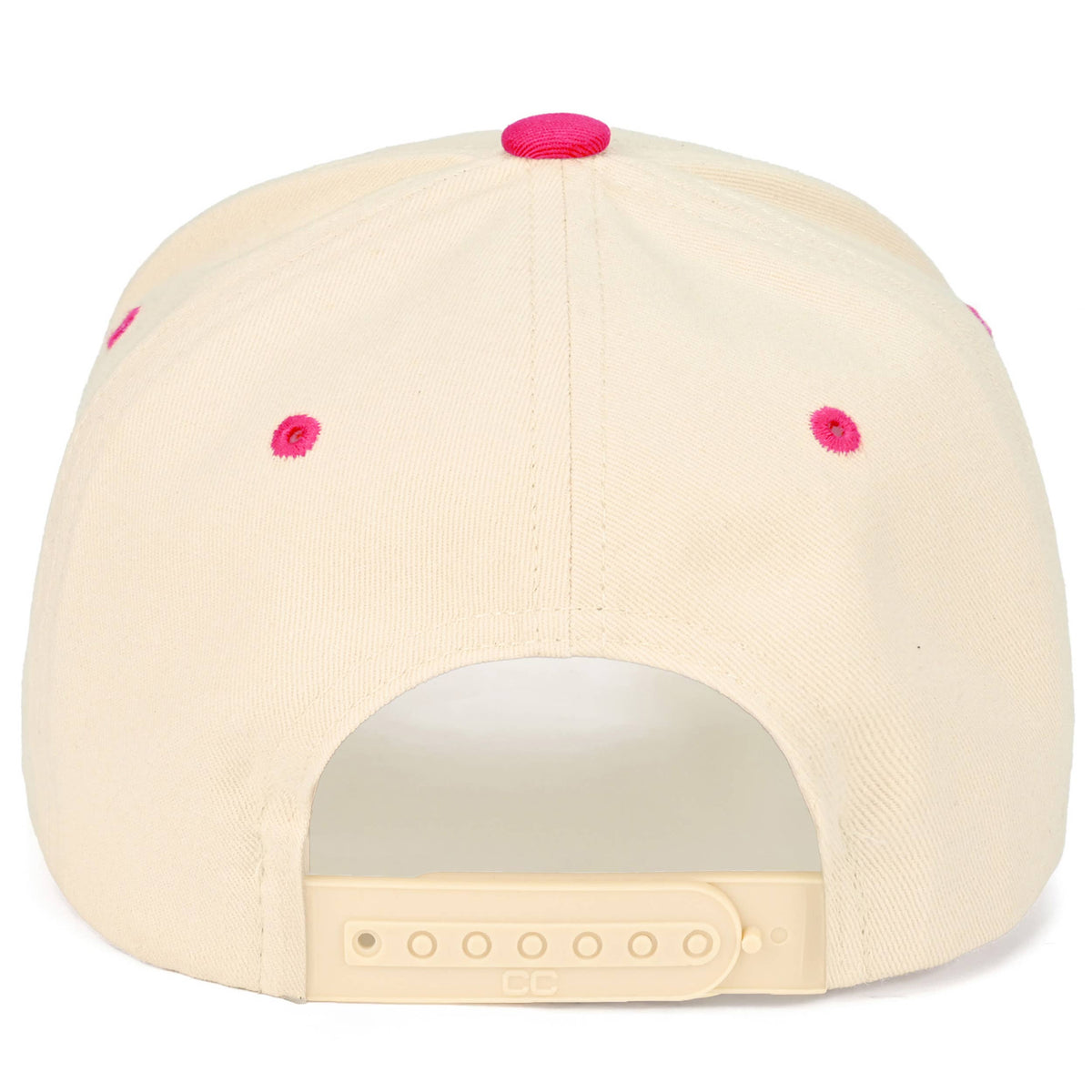 C.C OUT HERE DILLY DALLYING Letter on Two Tone Trucker Hat: Hot Pink