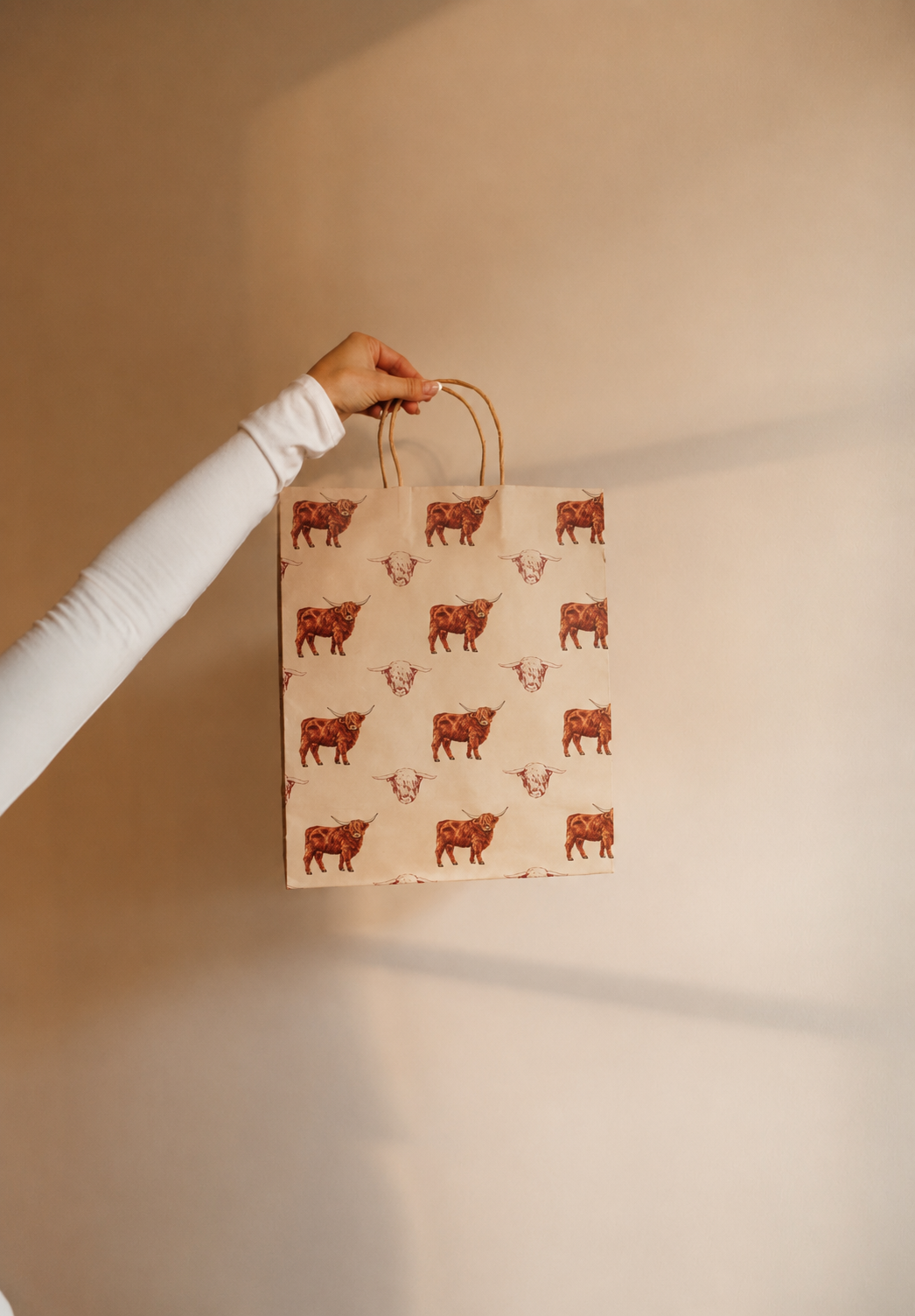 Brown Highland Cow Paper Gift Bag