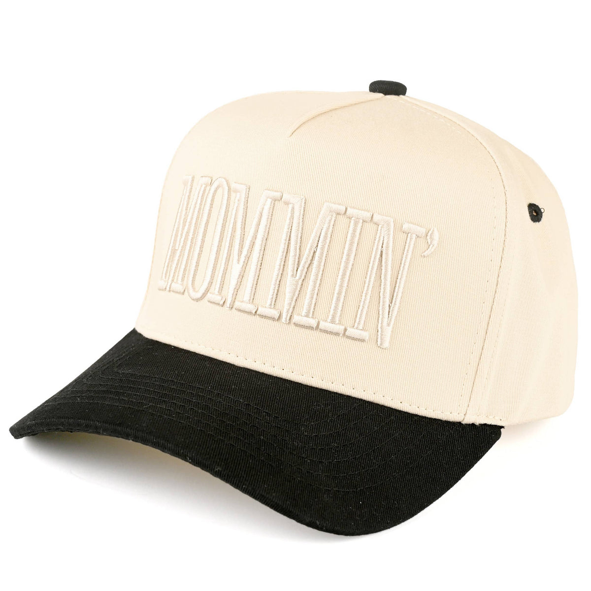 C.C MOMMIN Letter Two Tone Trucker Cap: Black