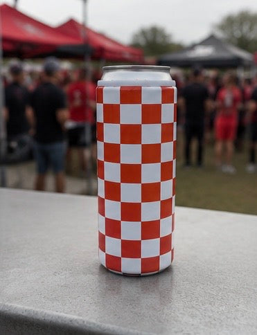 Red & White Checkerboard Hard Cooling Can