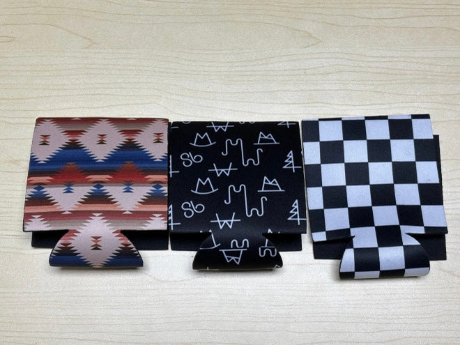 Checkerboard Stubby Can Coozies 2-Pack