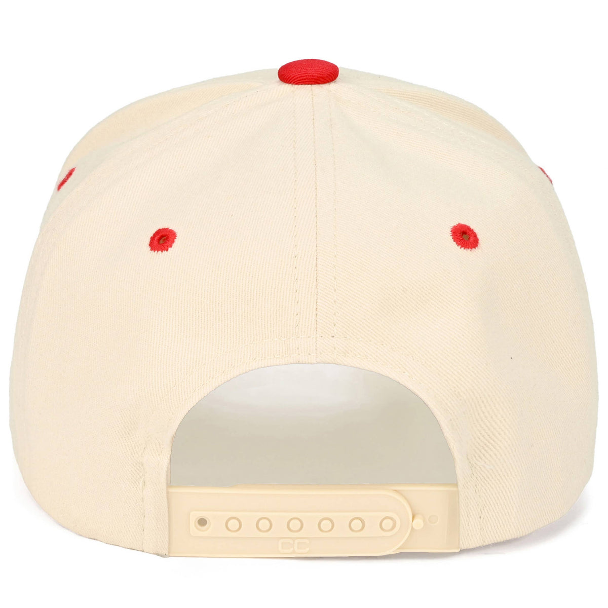 C.C LUCKY CATCH Embroidered Letter on Two Tone Trucker Hat: Red