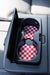 Checkerboard Red & White Car Coasters 2-Pack