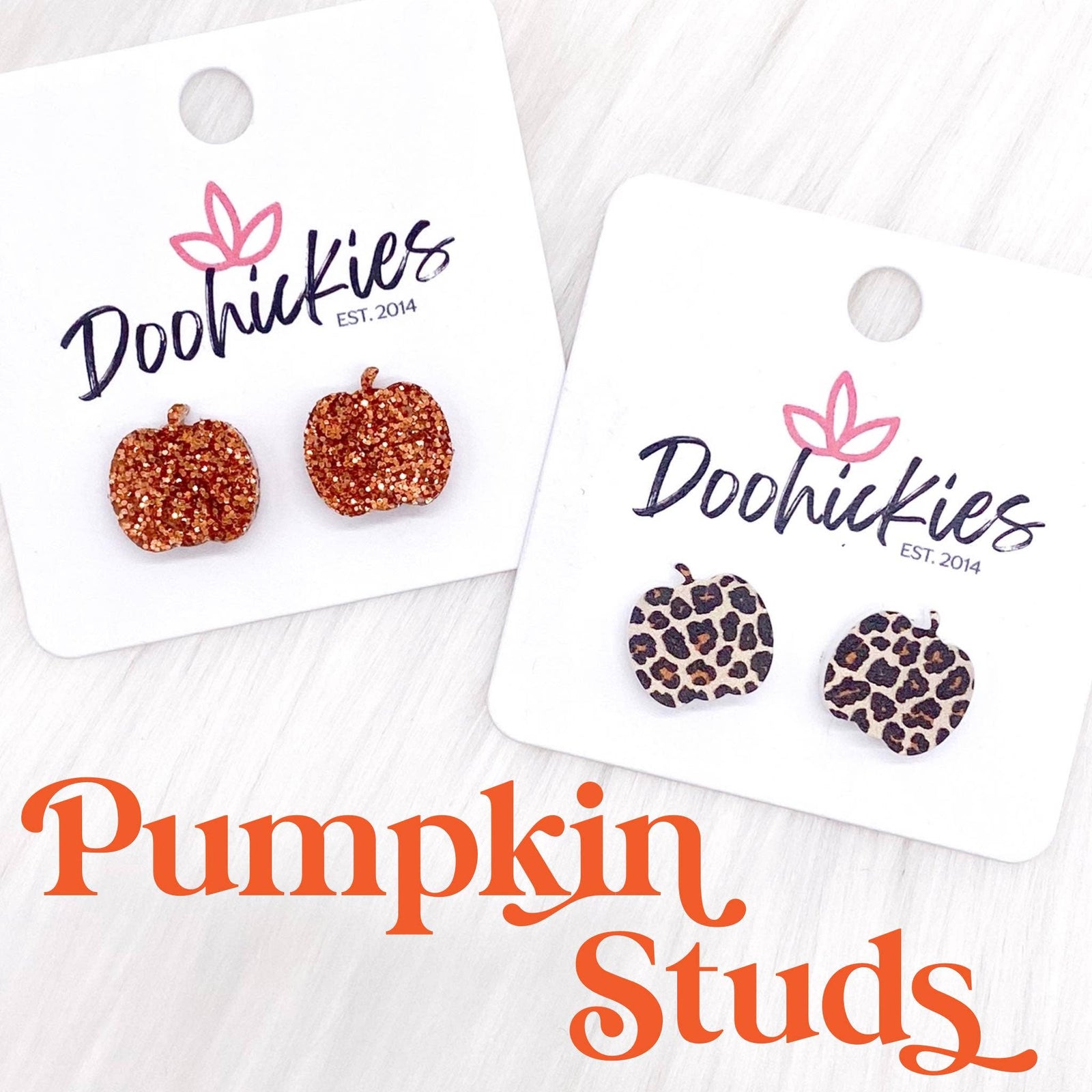 Pumpkin Studs- Fall Acrylic Singles: Leopard