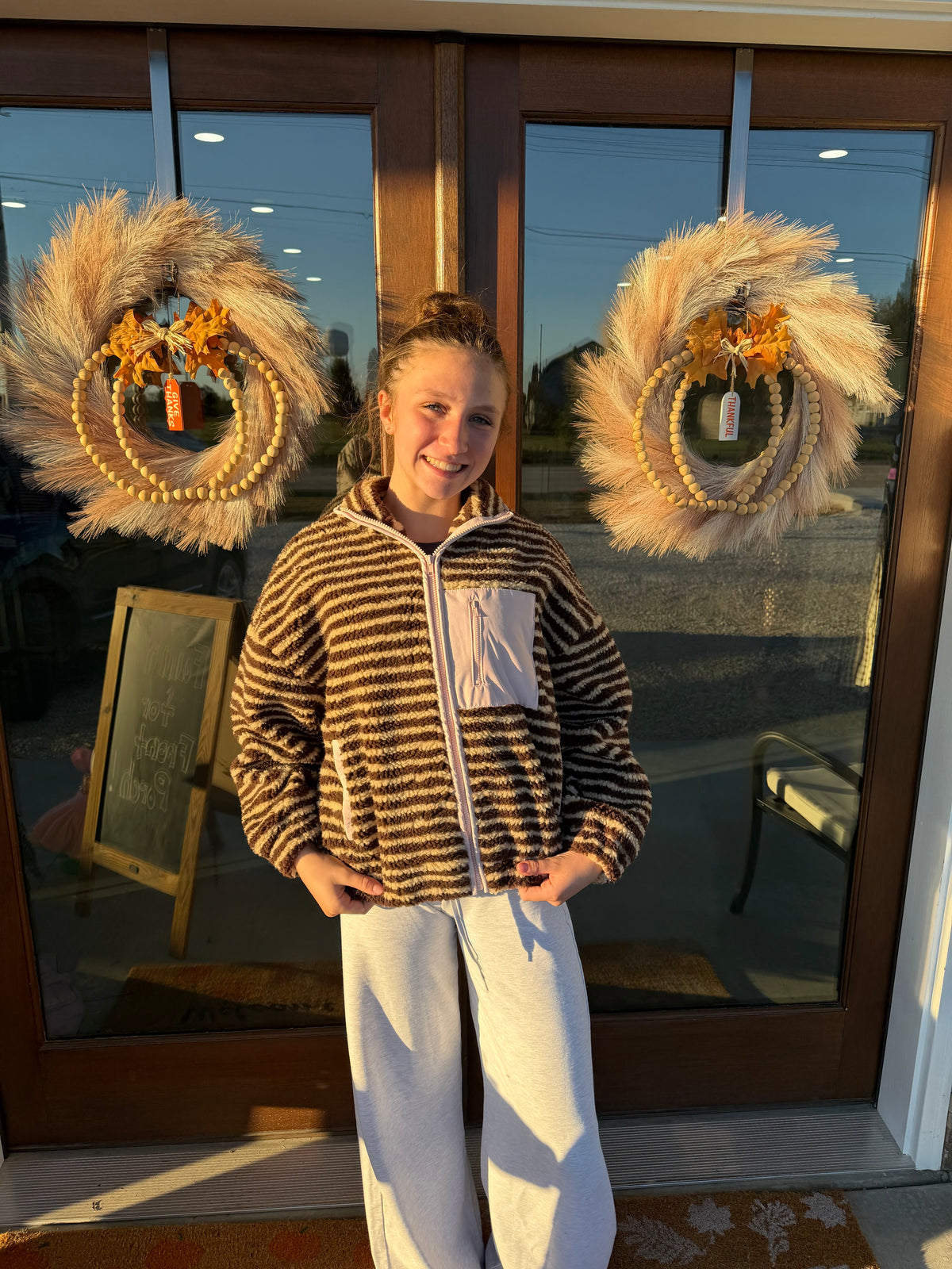 Striped Contrast Oversized Fleece