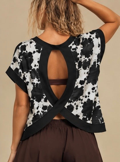Black Cowhide Cross-Back Shirt