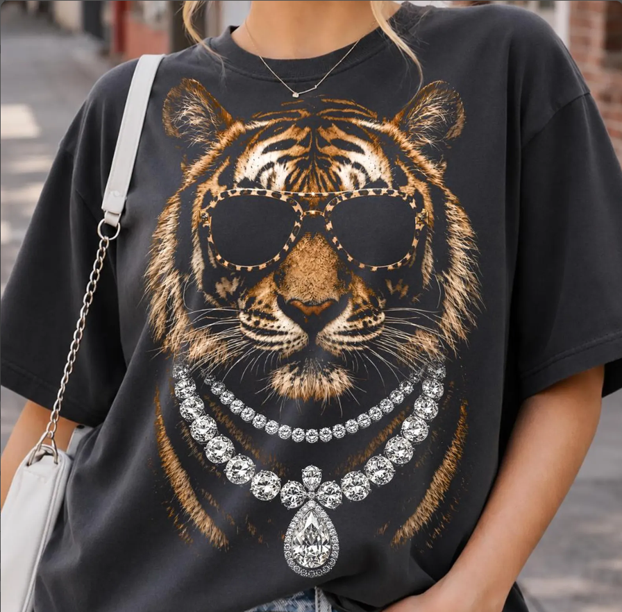 Glam Tiger Sunglasses & Bling Graphic Tee