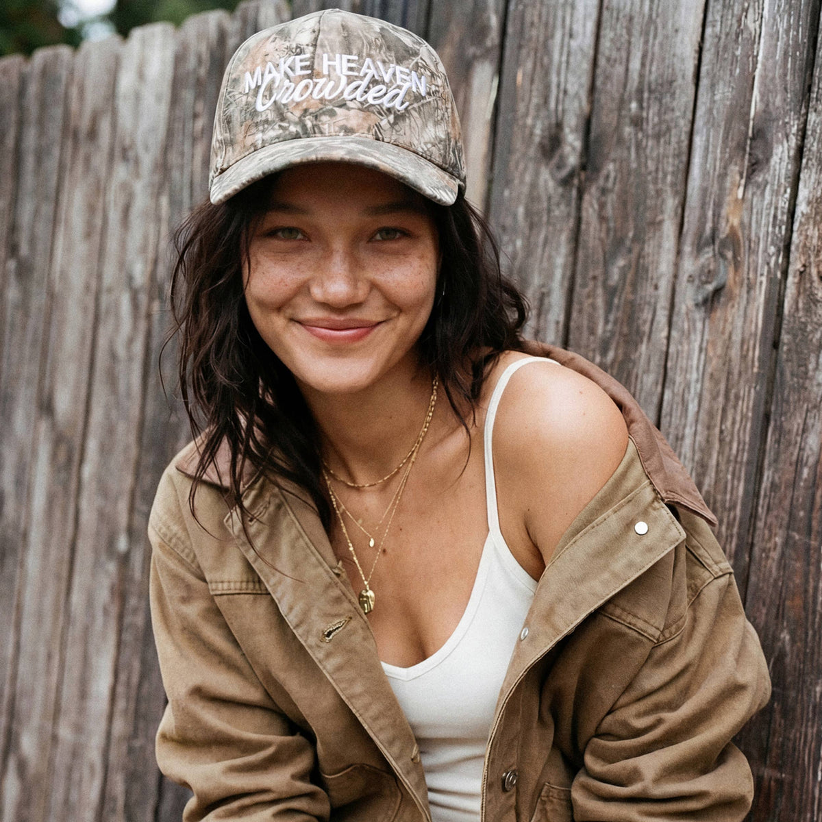 C.C MAKE HEAVEN CROWDED Letter Embroidered Trucker Hat: DKM