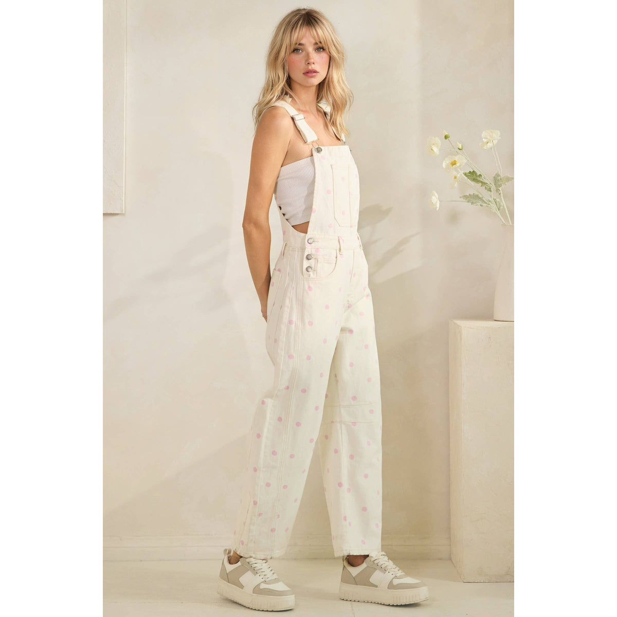 Navy Relaxed Chic Polka Dot Overalls