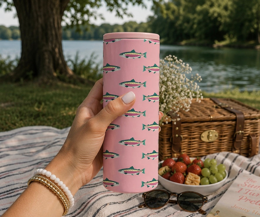 Pink Rainbow Trout Hard Cooling Can
