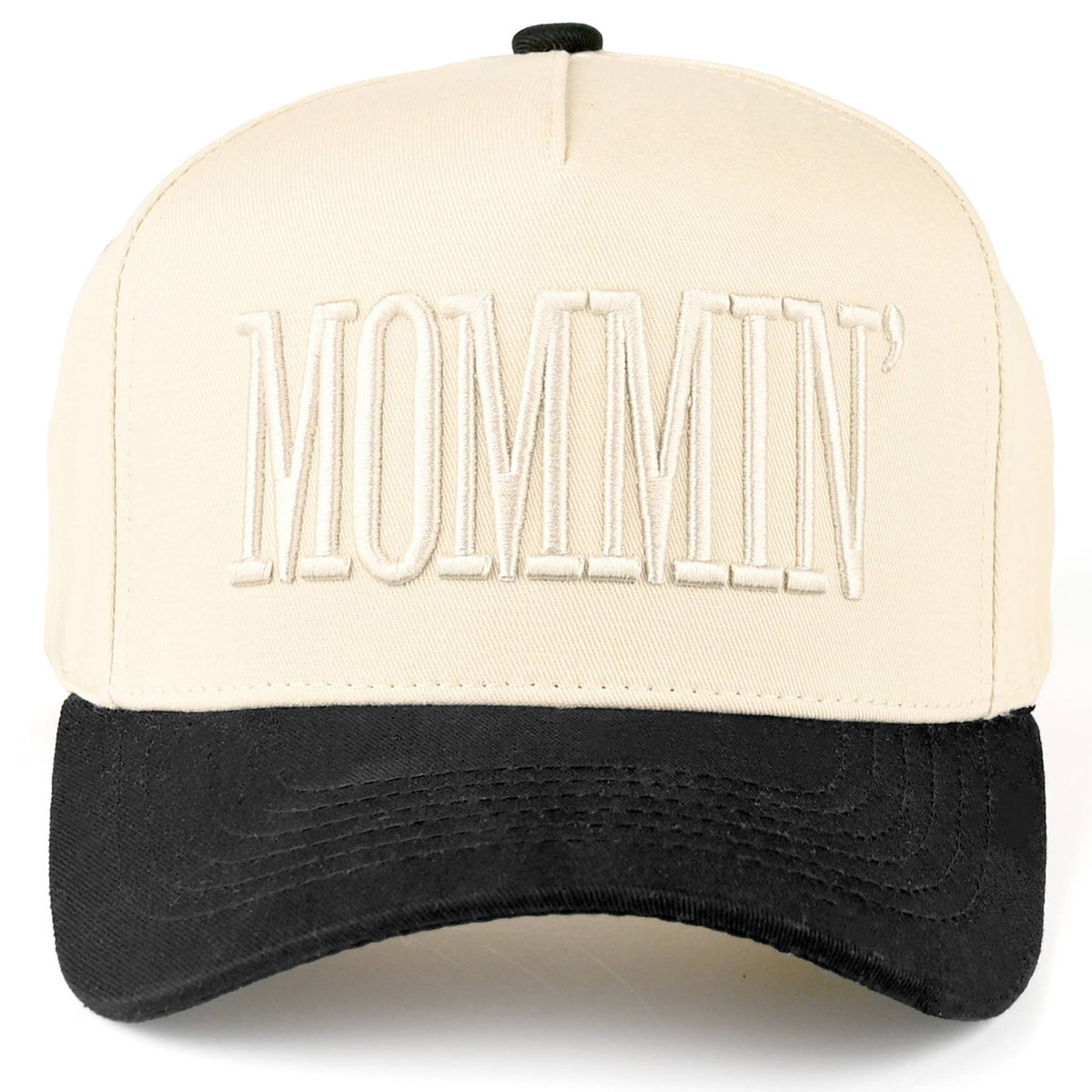 C.C MOMMIN Letter Two Tone Trucker Cap: Black