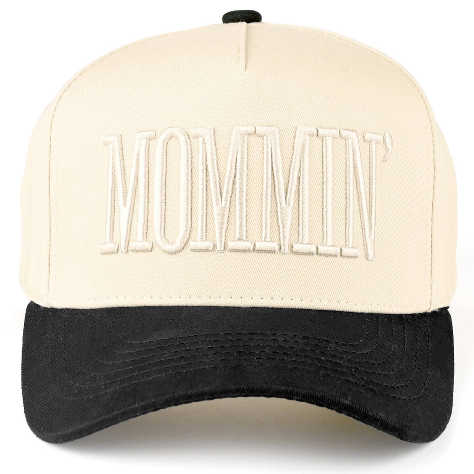 C.C MOMMIN Letter Two Tone Trucker Cap: Black