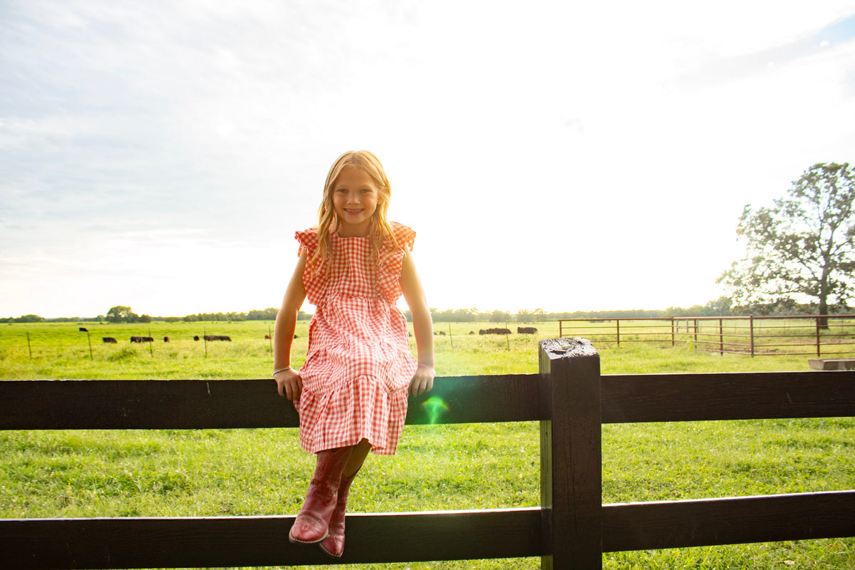 Girls Red Gingham Dress