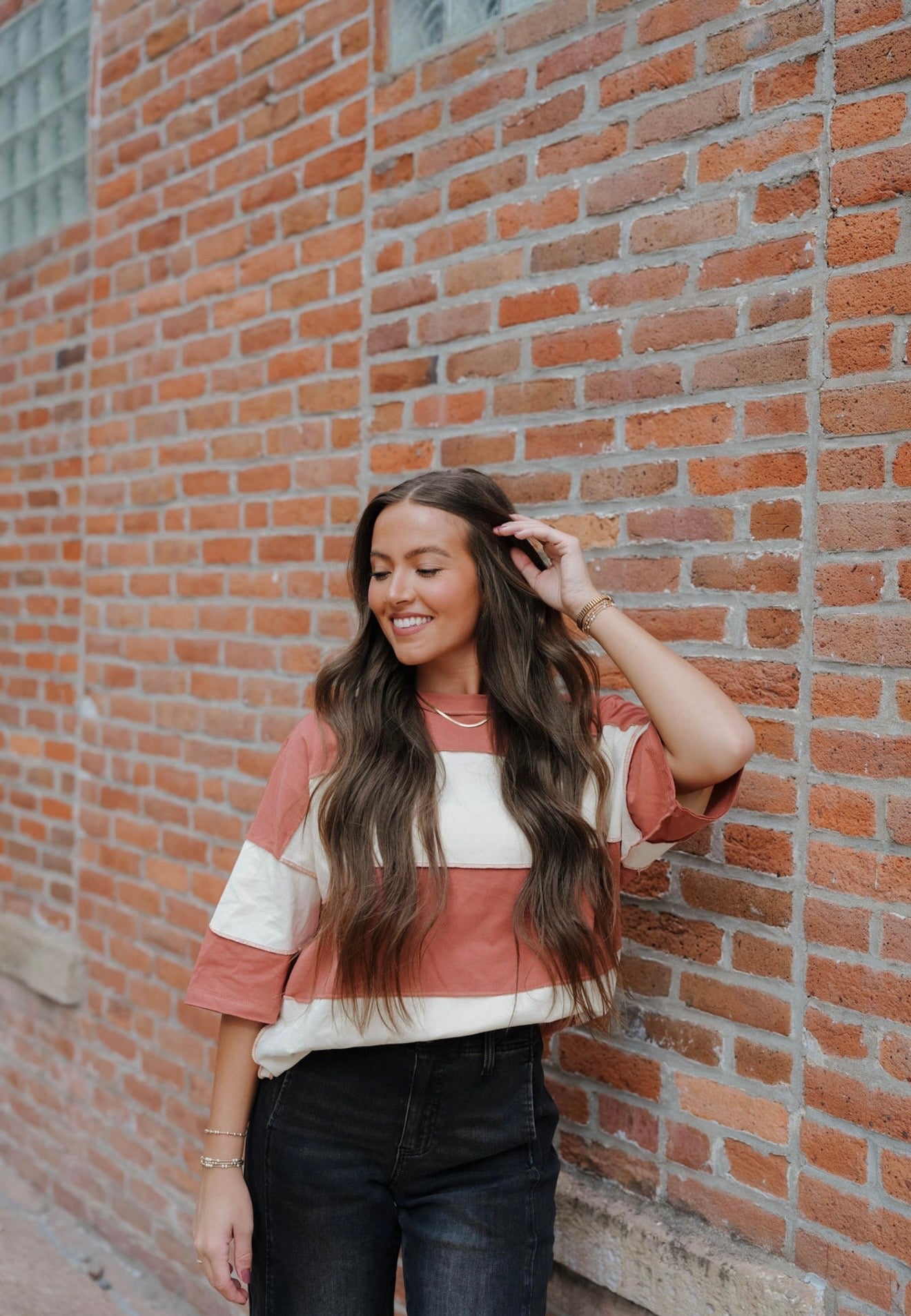 Rust Polly Color Block Top Tee