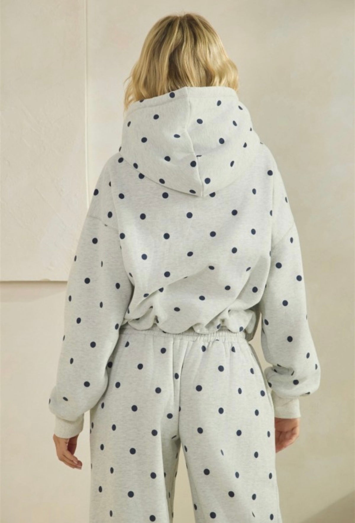 Grey &amp; Navy Polka Dot Hoodie