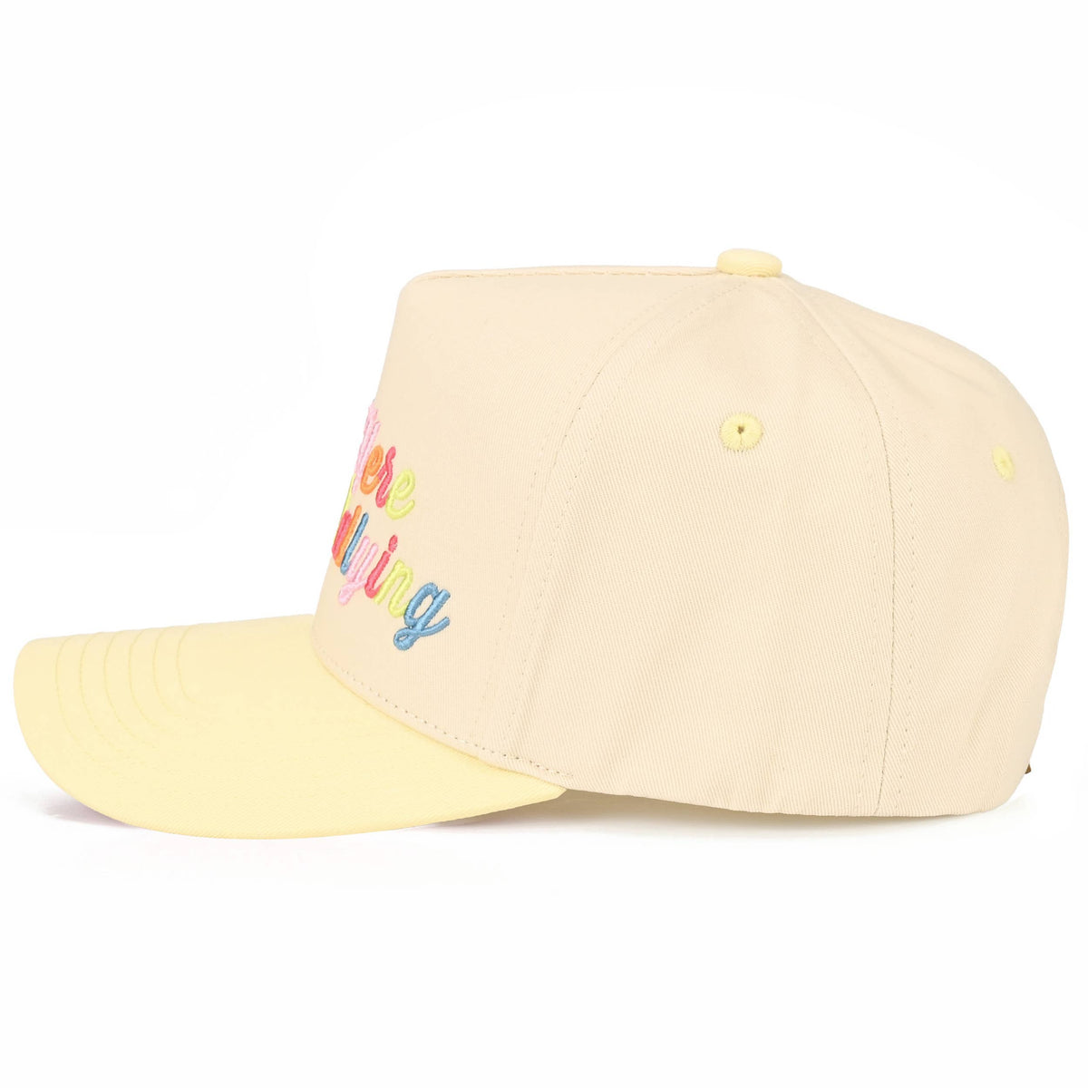 C.C OUT HERE DILLY DALLYING Letter on Two Tone Trucker Hat: Hot Pink