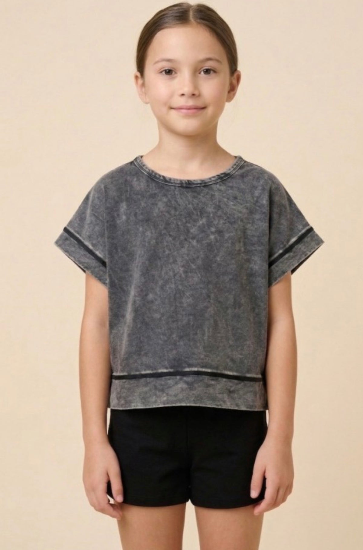 Girls Black Open Back Tee