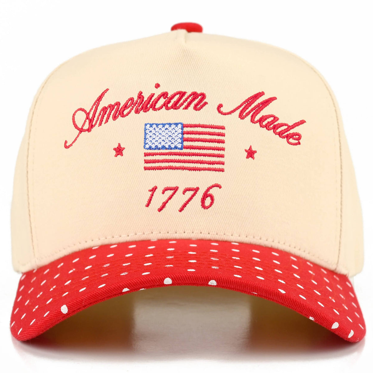 C.C AMERICAN MADE 1776 Letter on Two Tone Trucker Hat: Red