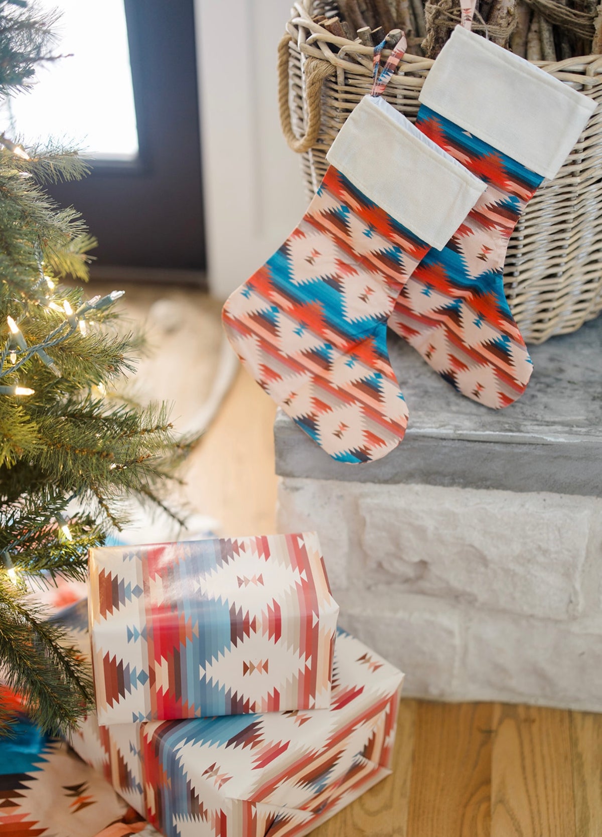 Aztec Christmas Tree Skirt As Seen in HGTV Magazine