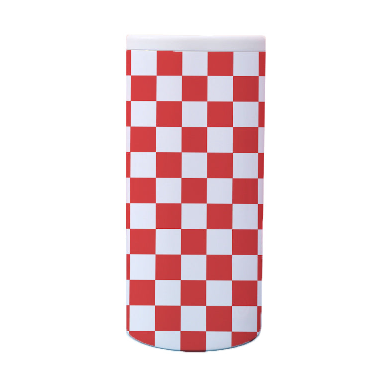 Red &amp; White Checkerboard Hard Cooling Can