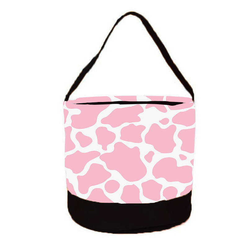 Pink Cowhide Halloween Trick or Treat Bucket