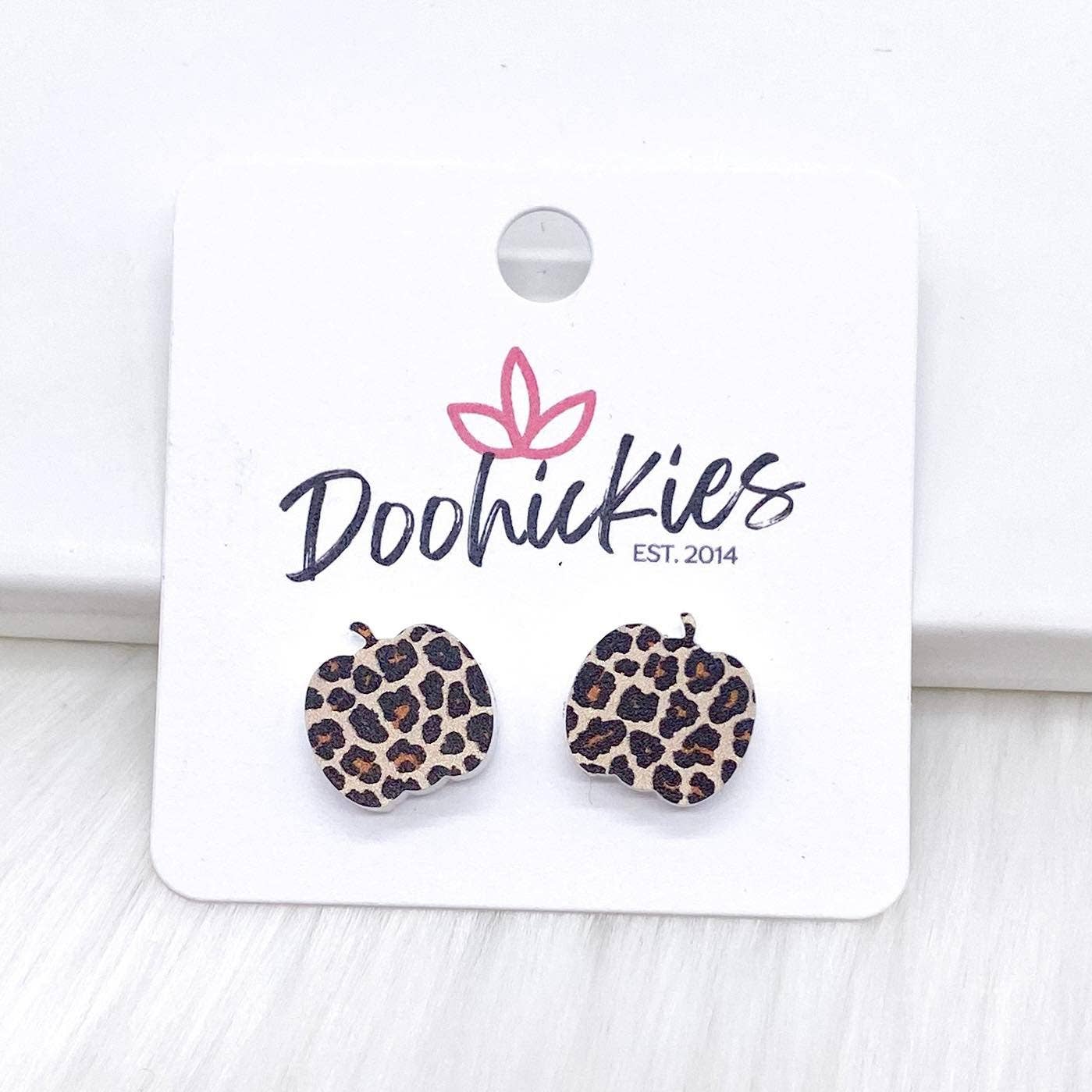 Pumpkin Studs- Fall Acrylic Singles: Leopard