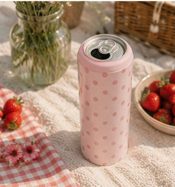 Pink Polka Dot Hard Cooling Can