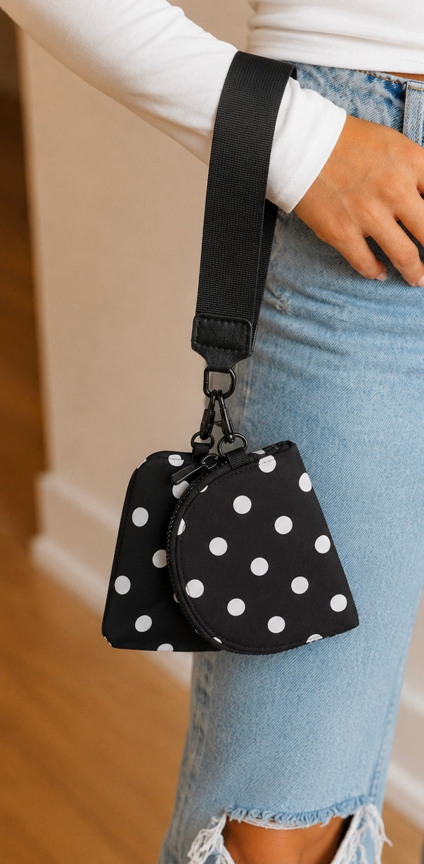 Polka Dot Dual Pouch Wristlet