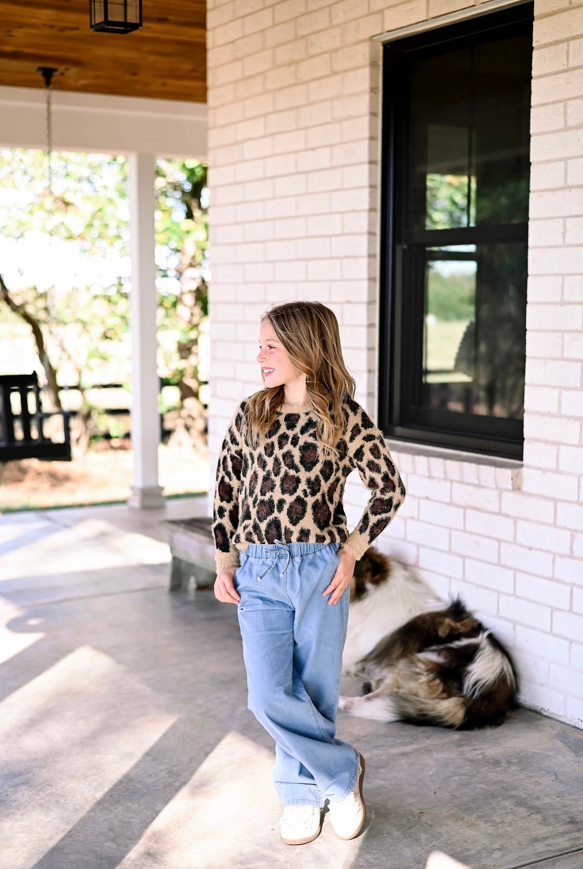 Girls Leopard Sweater