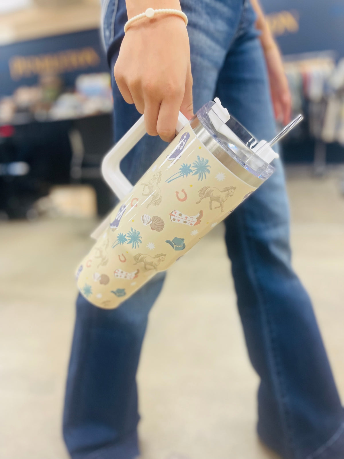 Coastal Cowgirl Tumbler with Handle