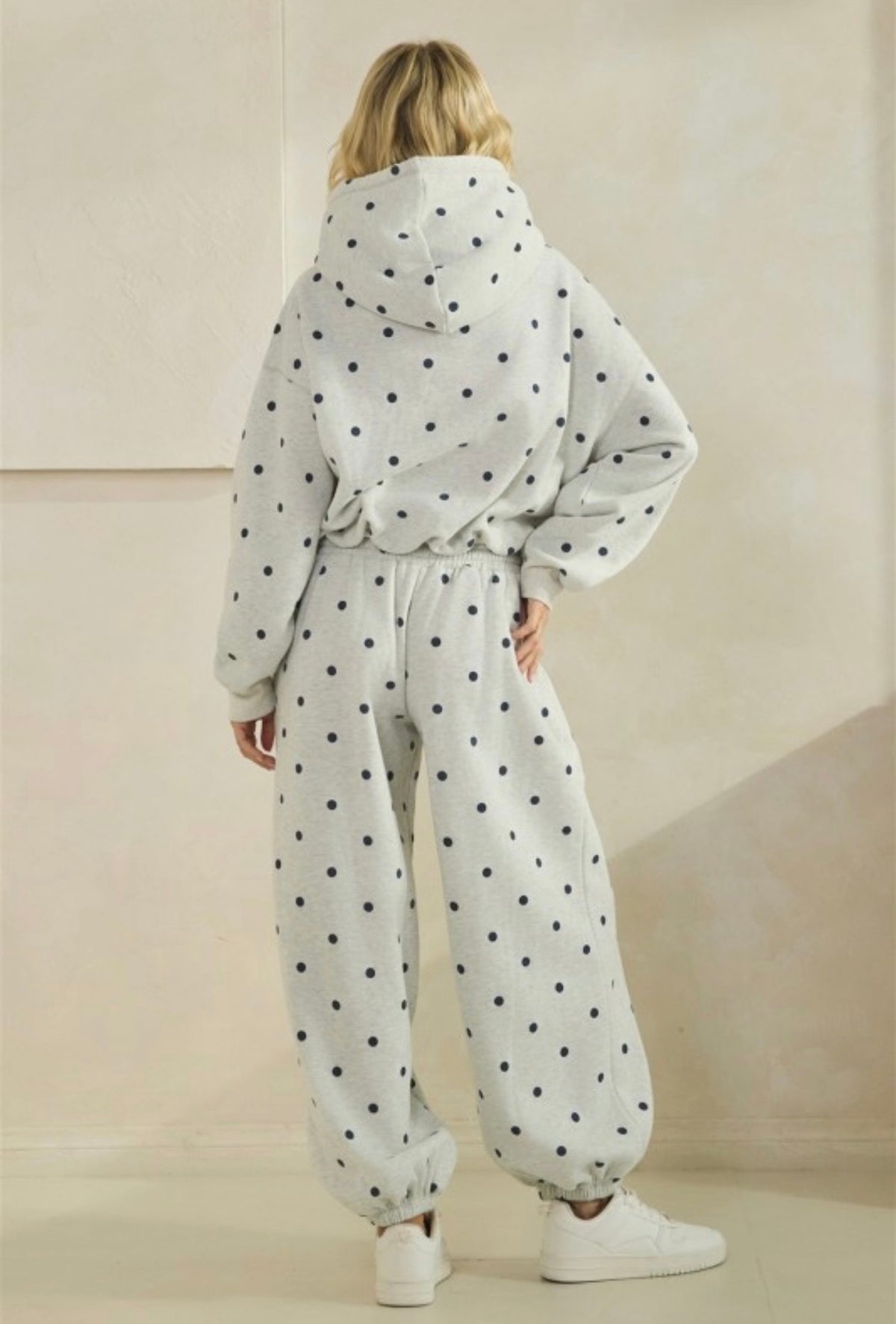 Grey &amp; Navy Polka Dot Hoodie