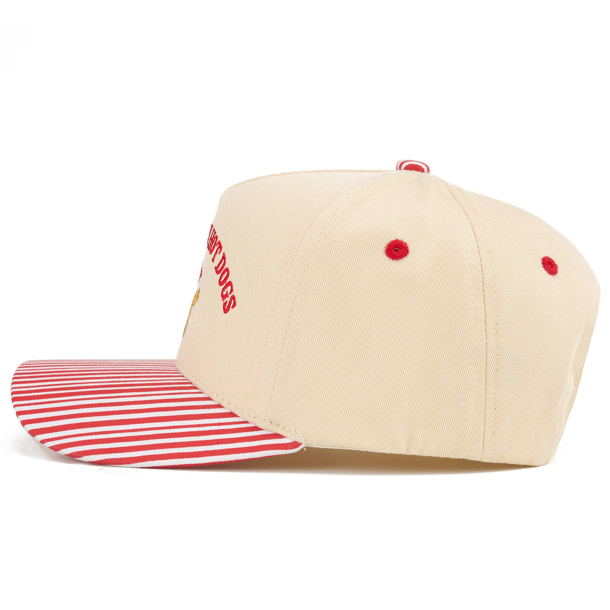C.C ALL AMERICAN HOT DOGS Letter on Two Tone Trucker Hat: Red